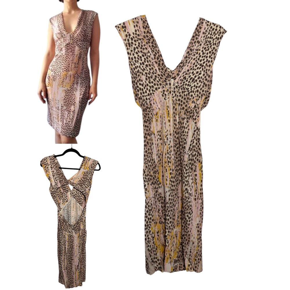 Just Cavalli Roberto Cavalli Vintage 2000s Animal Print Bodycon Dress 42 US 6